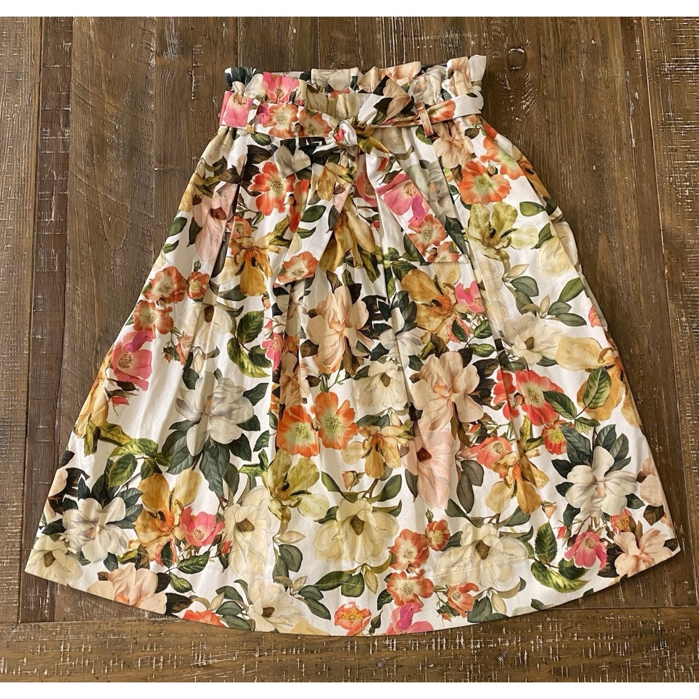 Antonio Melani Skirt Womens 8 Floral Inverted Pleats Lined Cottagcore EUC